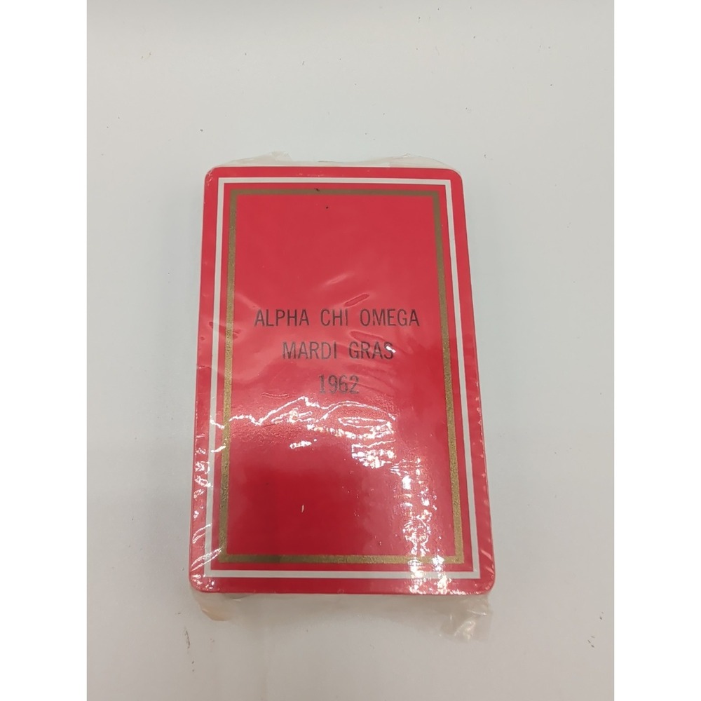 Vtg Alpha Chi Omega Sorority 1962 Mardi Gras Playing Cards Sealed AXO Red